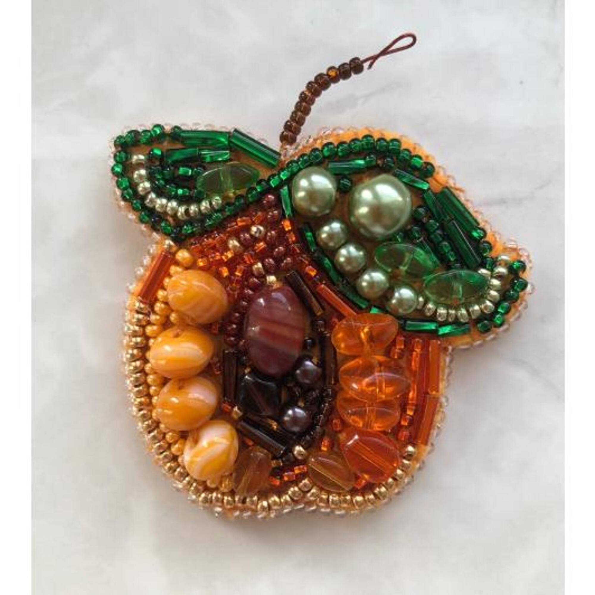 Crystal Art Beadwork Kit For Creating Broоch Apricot